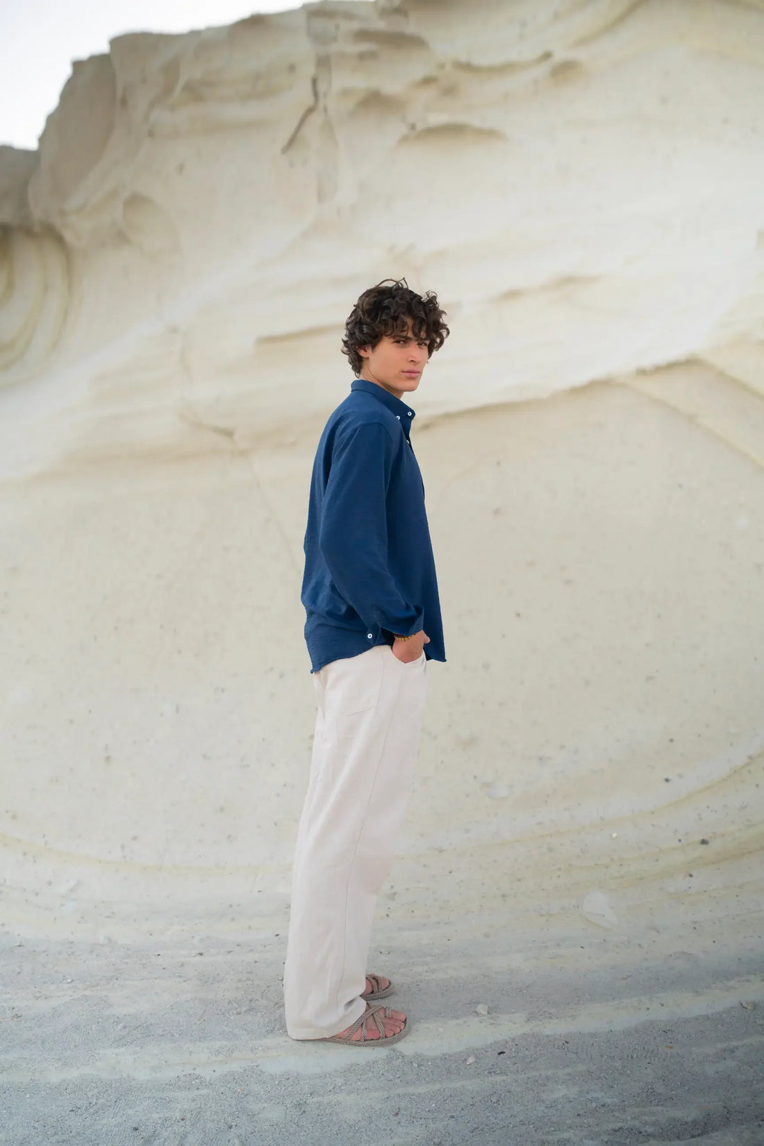 Mocha Bronze Linen Top & Bottom Pair Blue & Being