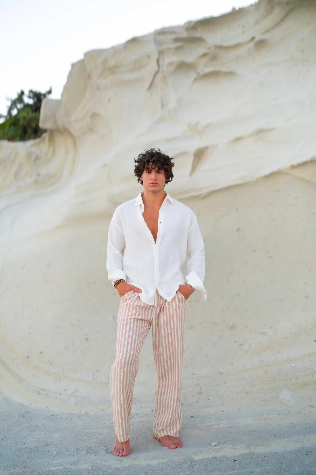 Mocha Bronze Linen Top & Bottom Pair White & Being